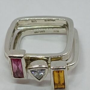 Vintage Karthia 925 Gemstone 3 Stack Rings  Size 6 1/2